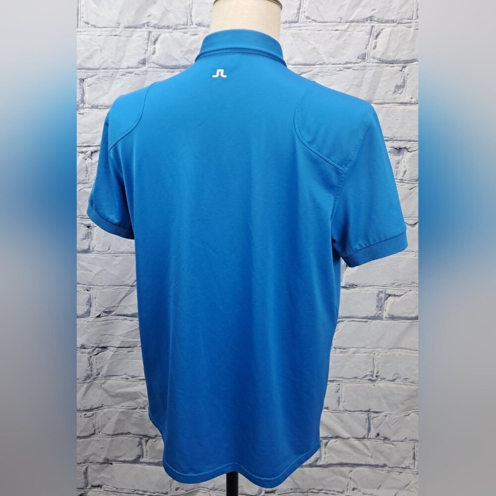 J. Lindeberg Mens Golf Polo Shirt Fieldsensor Fabric Asymmetrical Zip Blue Large - Picture 5 of 16